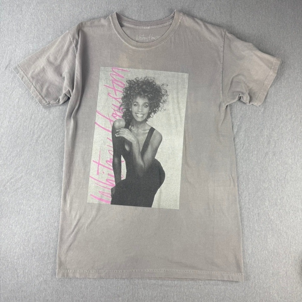 Vintage Whitney Houston Graphic T-Shirt Womens Small Grey Good Retro Music Tee